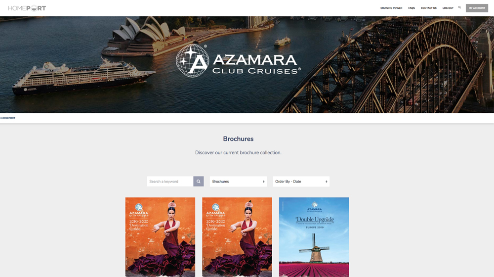 Homeport can be used by agents to access the latest Azamara brochures
