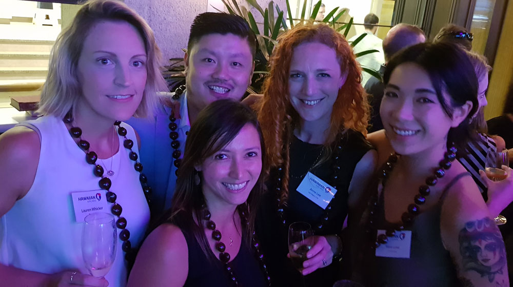 Lauren Whicken, Brand USA; Michael Zhang, Webjet; Jess Luxton, Anne Lee and Mala Luke from GTI.