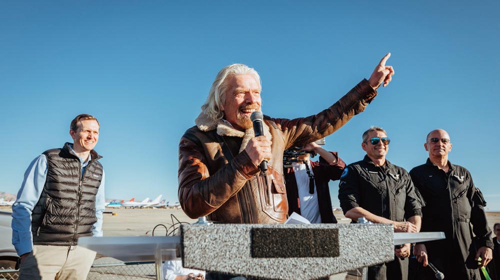 Richard Branson celebrates first Spaceflight