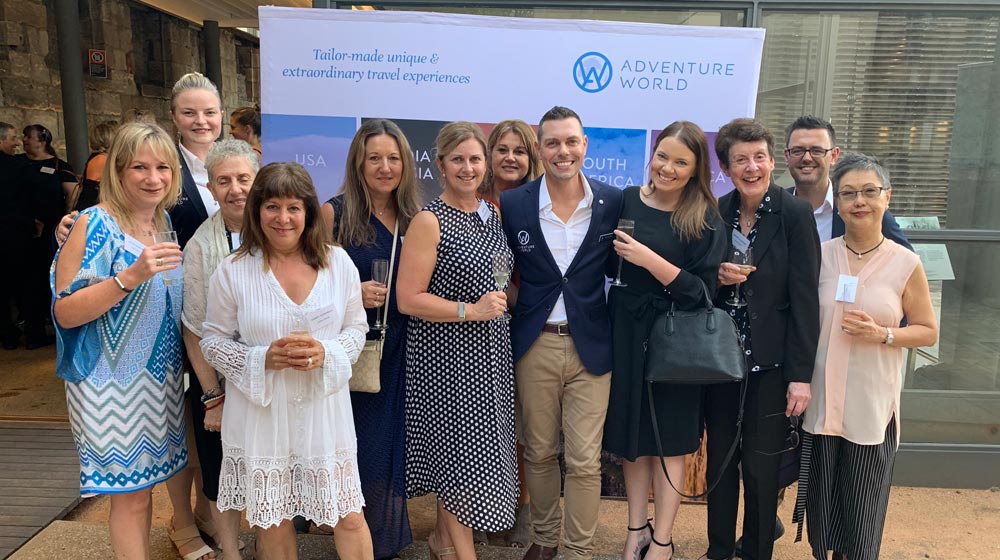Adventure World Travel's Managing Director, Neil Rodgers (centre), with VIP travel advisors and colleagues, Andrea Morgan, Sales Manager (second from left) and Andy Kirkman, Head of Sales (second from right).