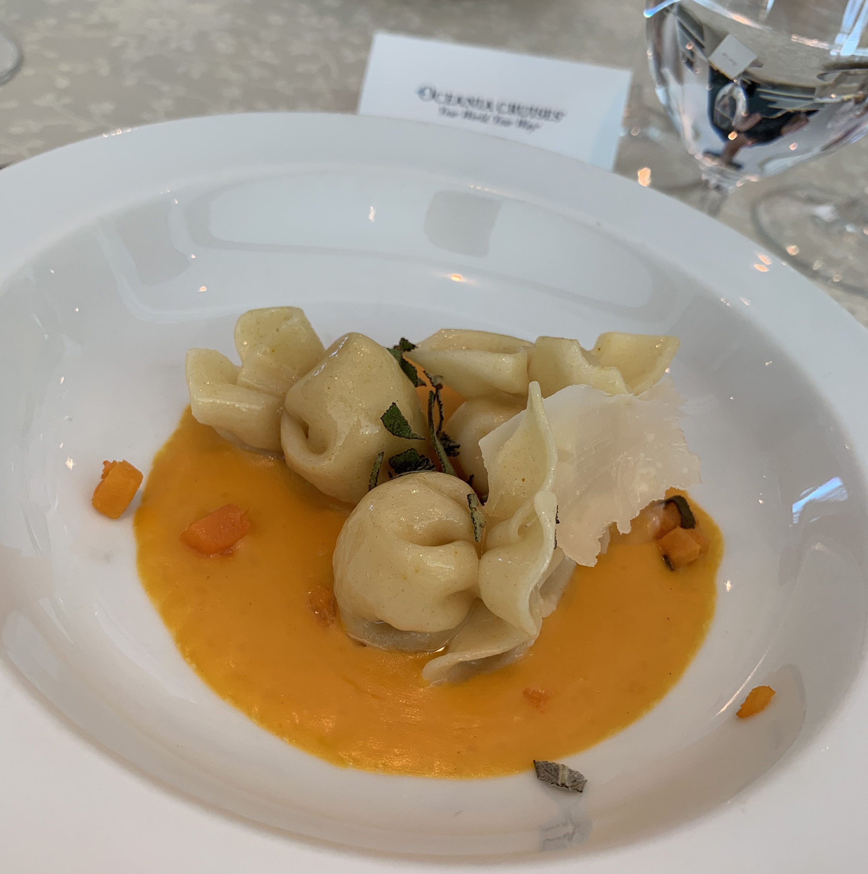 Fagottini Al Formaggio (Provolone-Stuffed Pasta Purses with Butternut Squash Cream)