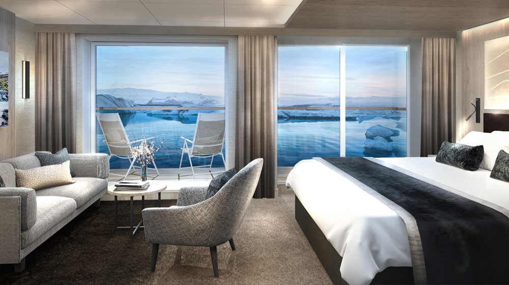 MS Finnmarken | Rendering of a Balcony Suite
