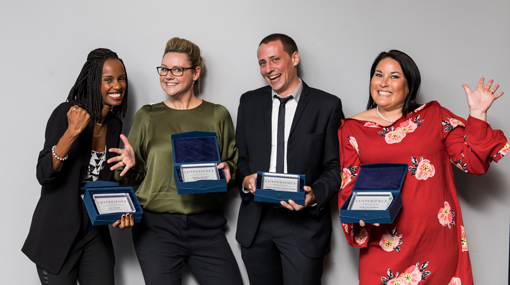 Luxperience 2019 Award winners: Visit Rwanda; Emirates One&Only Wolgan Valley; Conrad Maldives Rangali Island and Pearls of Australia.