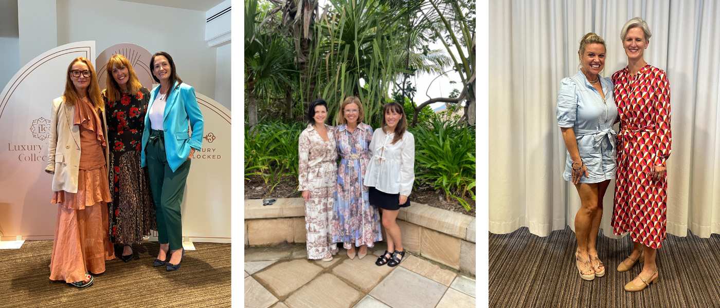 Left: Alexandra Smart, Smart Alex Studio; Kirsten Galliott, Qantas Magazine; Wendie Lee, Flight Centre Travel Group. Centre: Tania Wiliams, Luxury Travel Collection; Rachel Kingswell, General Manager, Travel Associates; and Teniesha Gill, Travel Assocuates Geelong. Right: Elsa McLean, Regent Seven Seas Cruises; Sonia Davis, Scott Dunn.