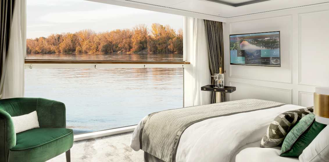 a suite aboard a river ship
