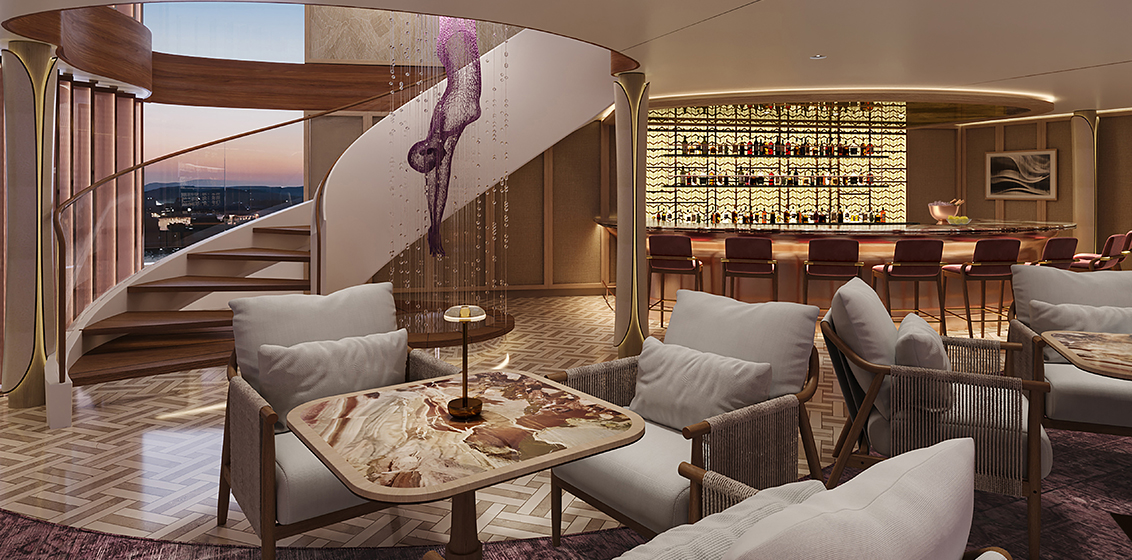 The lounge space aboard Celebrity River Cruises' Celebrity Compass